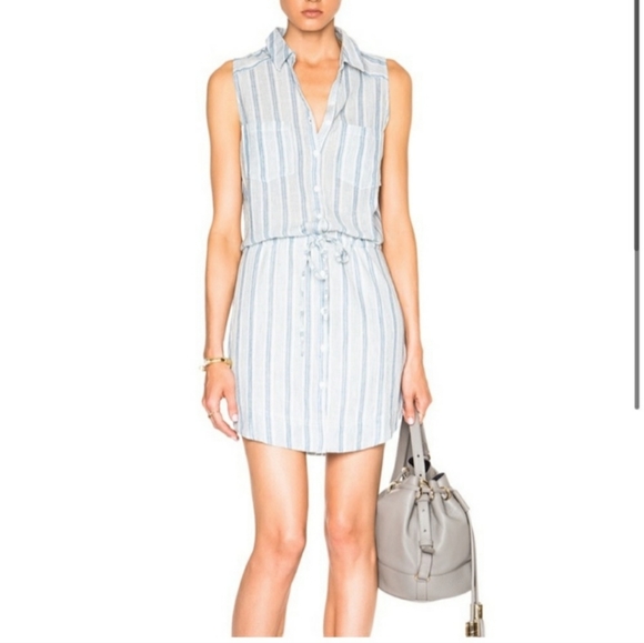 Paige 100% Cotton Sleeveless Striped Mini Dress Size Medium - Picture 16 of 16